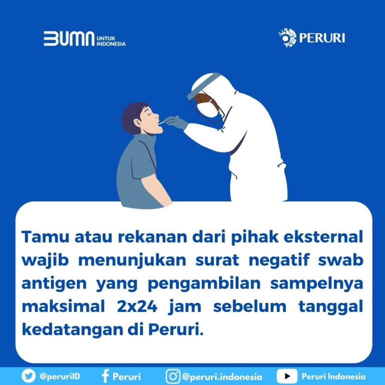 Tamu atau Rekanan dari Pihak Eksternal Wajib Menunjukkan Surat Negatif Swab Antigen